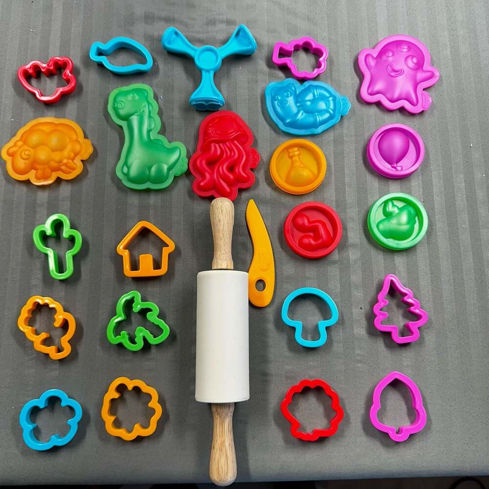 Play-Doh Tools and Accessories 24-Piece Lot with Rolling Pin, Cutters, and Molds